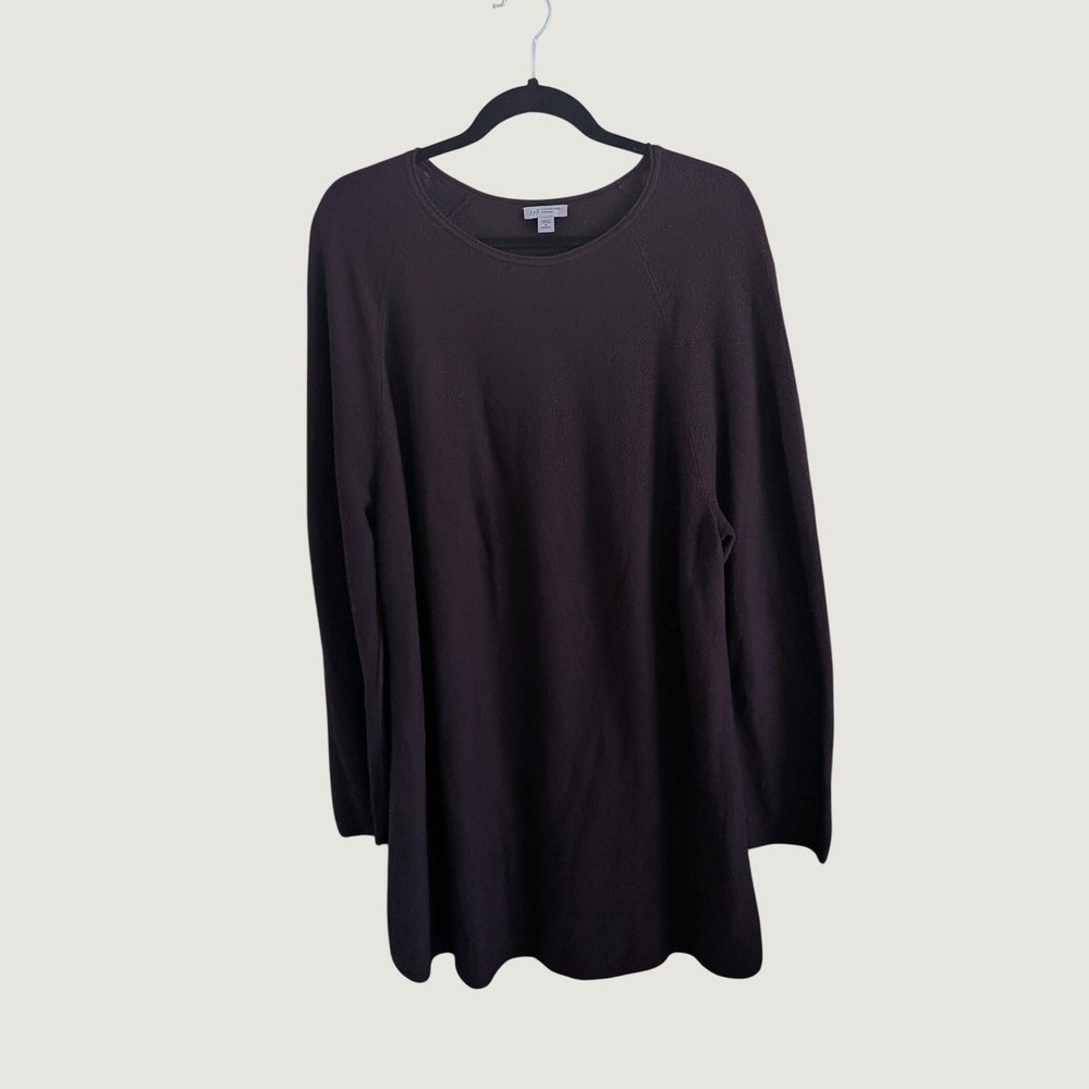 J. Jill 100% Merino Wool Tunic Sweater Dark Plum Purple Raglan Size 2X